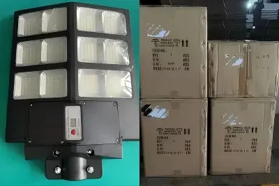 6 Takım 30W ABS Güneş Enerjili Sokak Lambası Örnekleri Benin'e Gönderildi